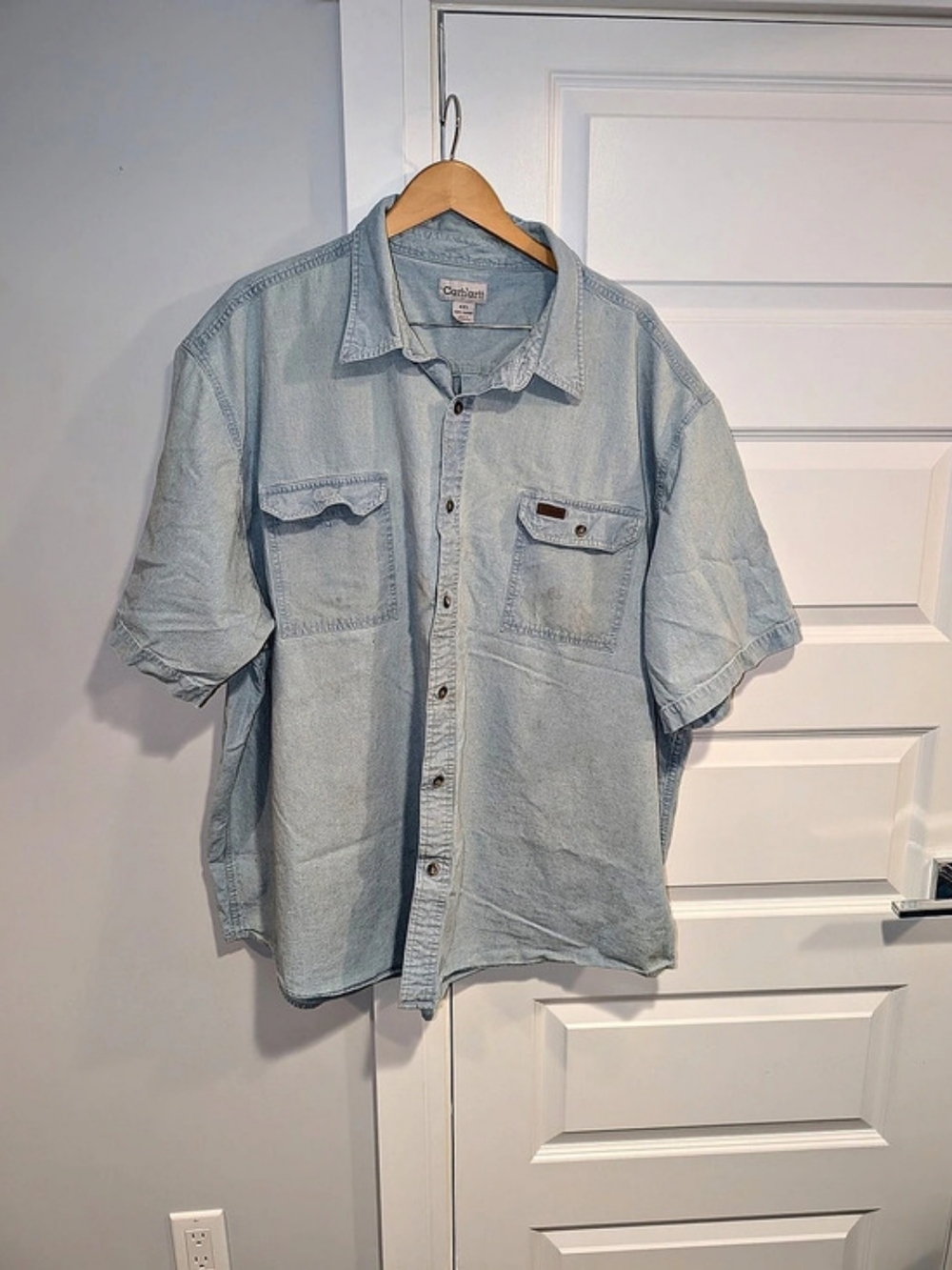 Carhartt Short Sleeve Denim Work Shirt Blue 4XL